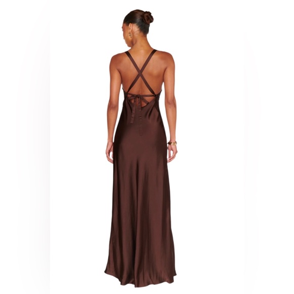 Show Me Your Mumu Anderson Chocolate Satin Maxi Dress XXL NWOT - Picture 2 of 7